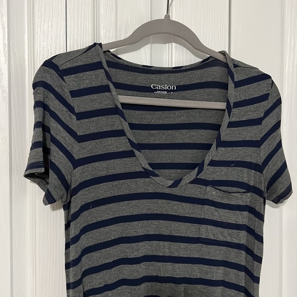 Navy and gray striped knit dress - Picture 3 of 3